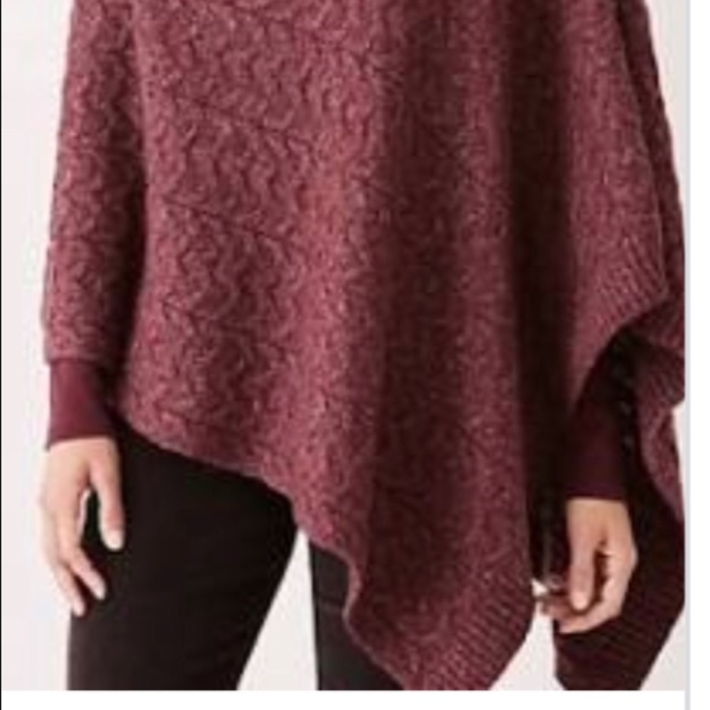J. Jill Poncho Sweater One Size Burgundy Color